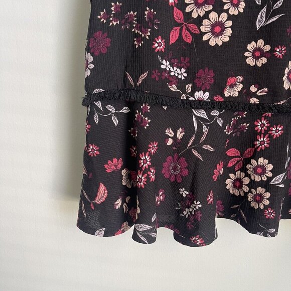 W5 Multicolor Floral Peplum Fringed Short Sleeve Top Blouse Women's - Picture 5 of 8